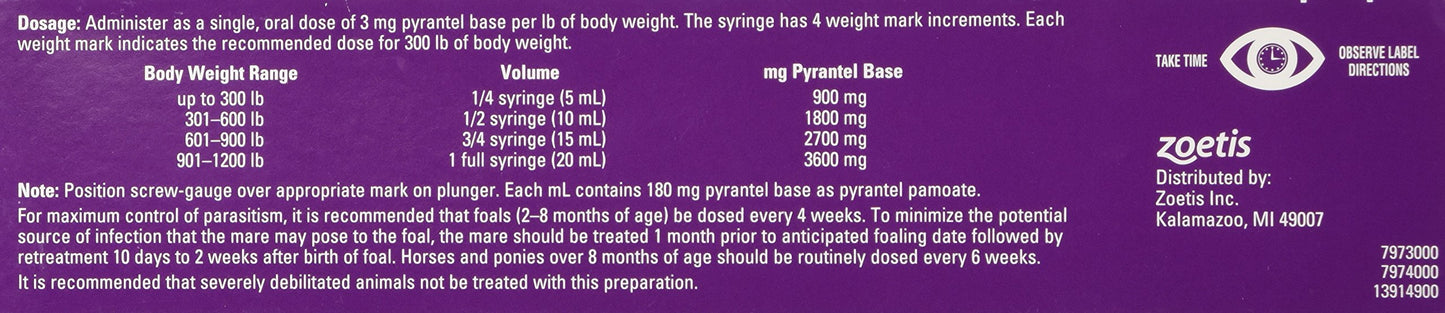 Strongid Paste Horse Dewormer, Safe for use in breeding, Pregnant and lactating mares, and Young Foals, 20-ml Syringe