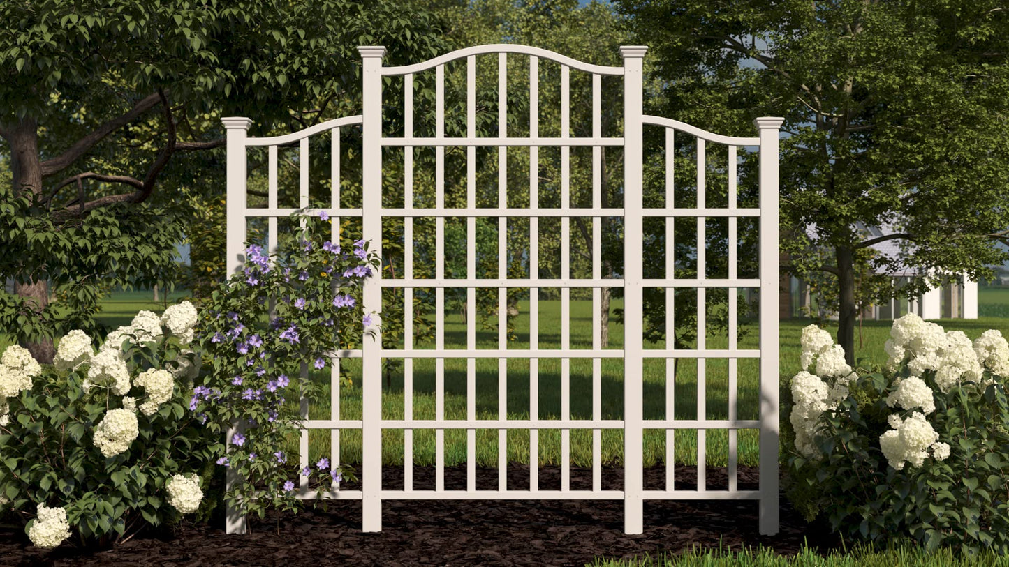 Vita Regency Vinyl Trellis – 107" L x 95" H White Privacy Screen for Climbing Plants & Vines, BPA & Phthalate-Free PVC, Durable Outdoor Lattice, Easy Installation, Garden Décor