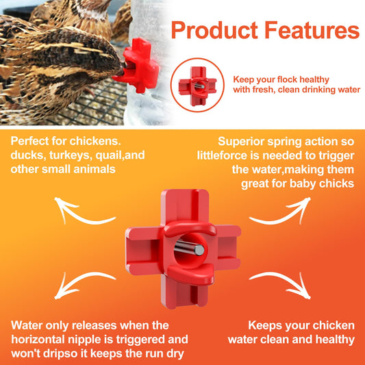 ZenxyHoC 20 Pack Chicken Waterer Nipples Horizontal Automatic Chicken Waterer with Drill