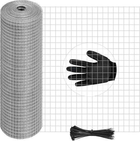 16in x 50Ft Hardware Cloth Hot-Dip Galvanized Welded Wire Mesh - Heavy Duty 23 Gauge Chicken Wire Fencing for Garden, Chicken Coop, Rabbit Cage, Rodent & Predator Protection