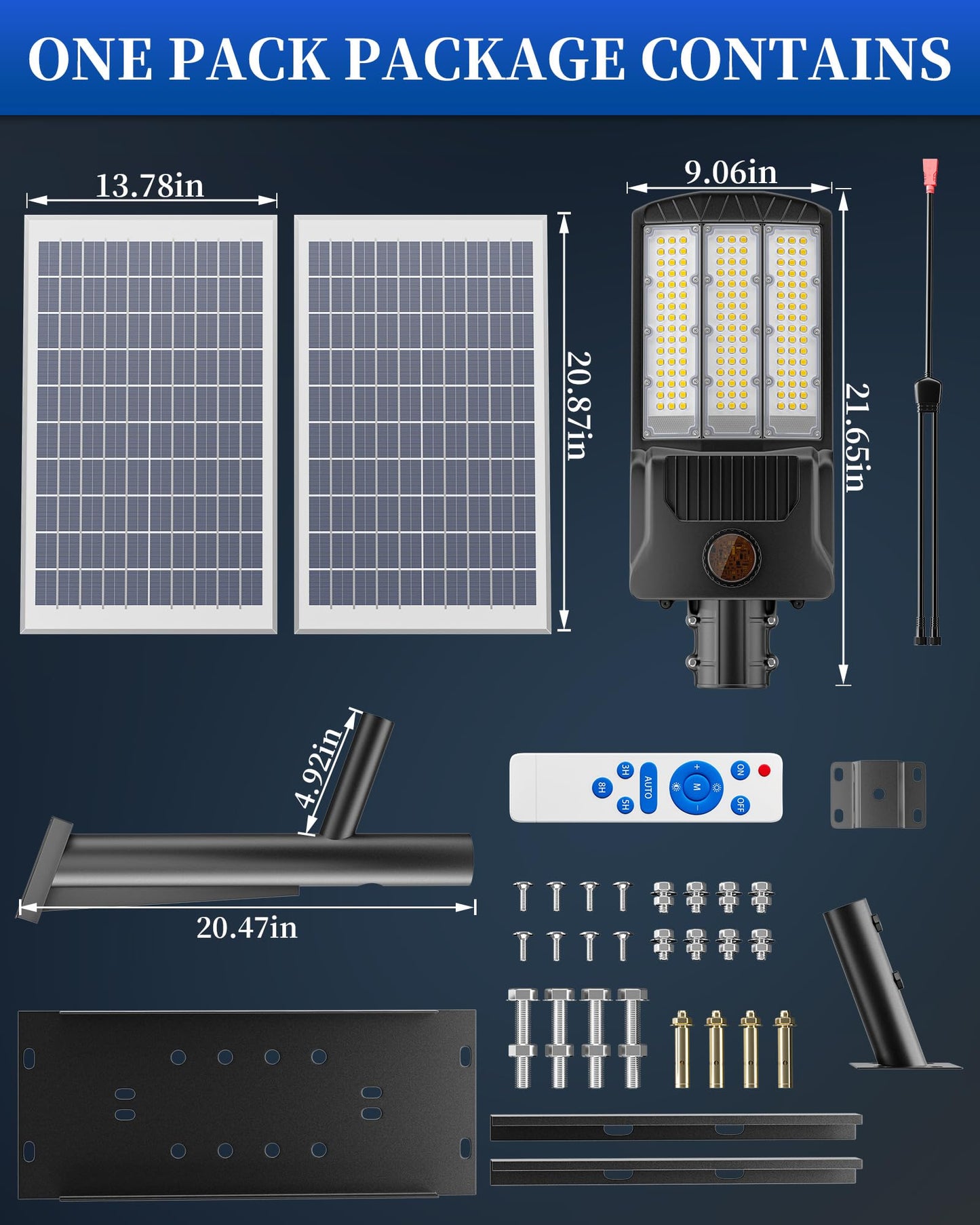 Ofuray Of-9800W Solar Street Lights Outdoor, 750000Lm Solar Parking Lot Lights Commercial Dusk to Dawn, 6500k IP67 Big Power with Remote Control for Street,Court,Yard
