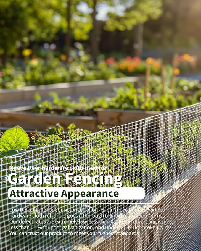 Hardware Cloth 1/4 inch 24 x 100 Ft 23 Gauge - Hot-Dip Galvanized After Welding - Chicken Wire Fencing Wire Mesh Roll Gopher Wire Garden Fencing Rabbit Wire Mesh