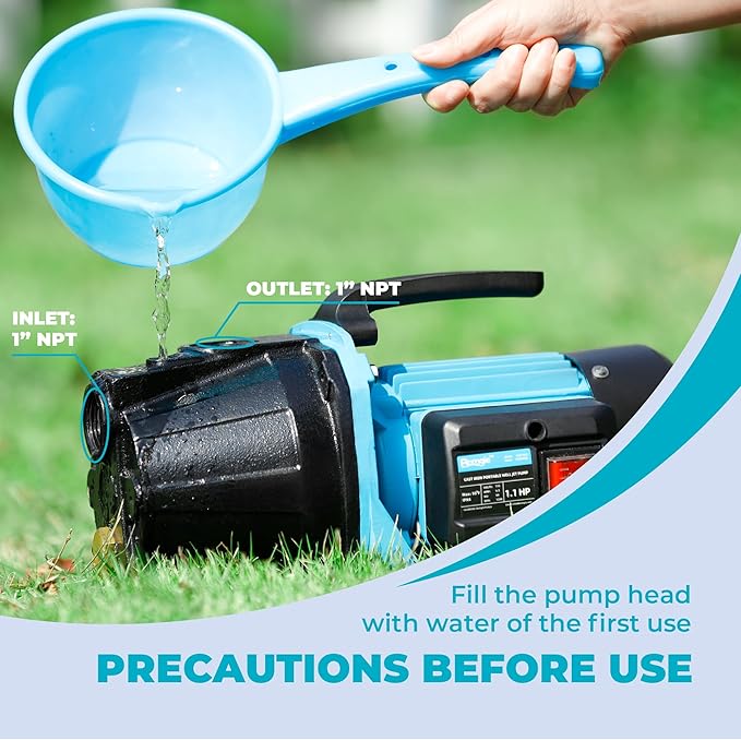 1.1HP Shallow Well Pump, Garden, Water Transfer,Home Lawn Draining Irrigation Pump, Pressure Booster, Sprinkler, Jet,1200GPH 115V Portable Cast Iron GJE
