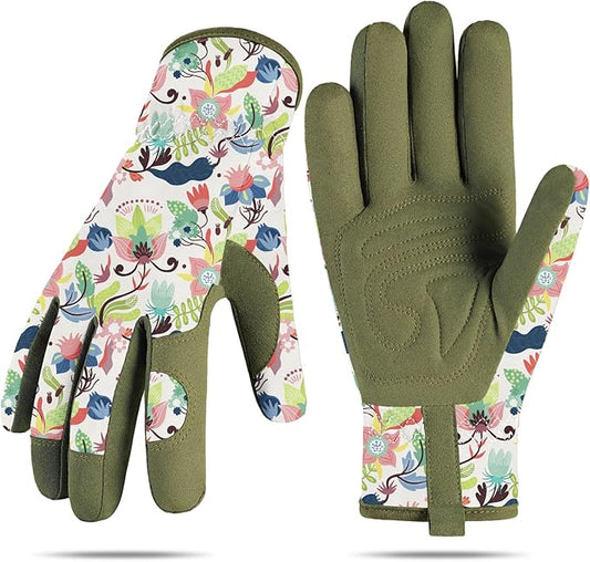 Baidast Gardening Gloves for Women Garden Gloves for Womens Thorn Proof for Women's Gifts Digging Planting Pruning Weeding(Green+White)