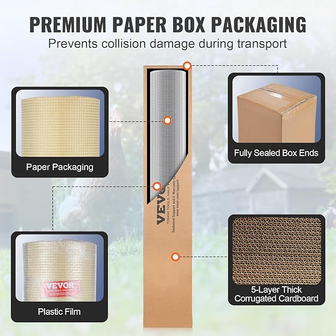 VEVOR Hardware Cloth, 1/4 inch 48in x 50 ft 23 Gauge, Hot Dipped Galvanized Wire Mesh Roll, Chicken Wire Fencing, Wire Mesh for Rabbit Cages, Garden, Small Rodents