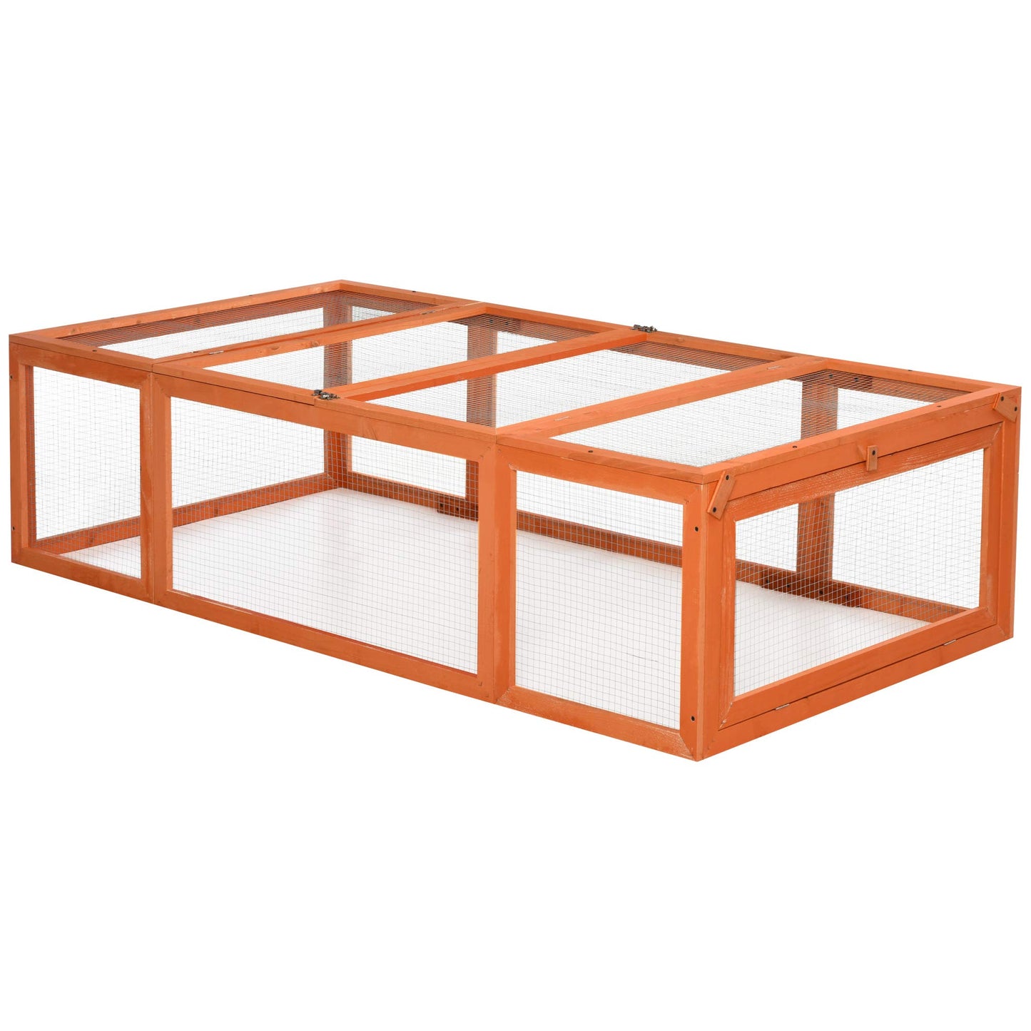 PawHut Large Wooden Rabbit Hutch Bunny Hutch Small Animal Habitat Enclosure Outdoor Run and Lockable Doors, Natural