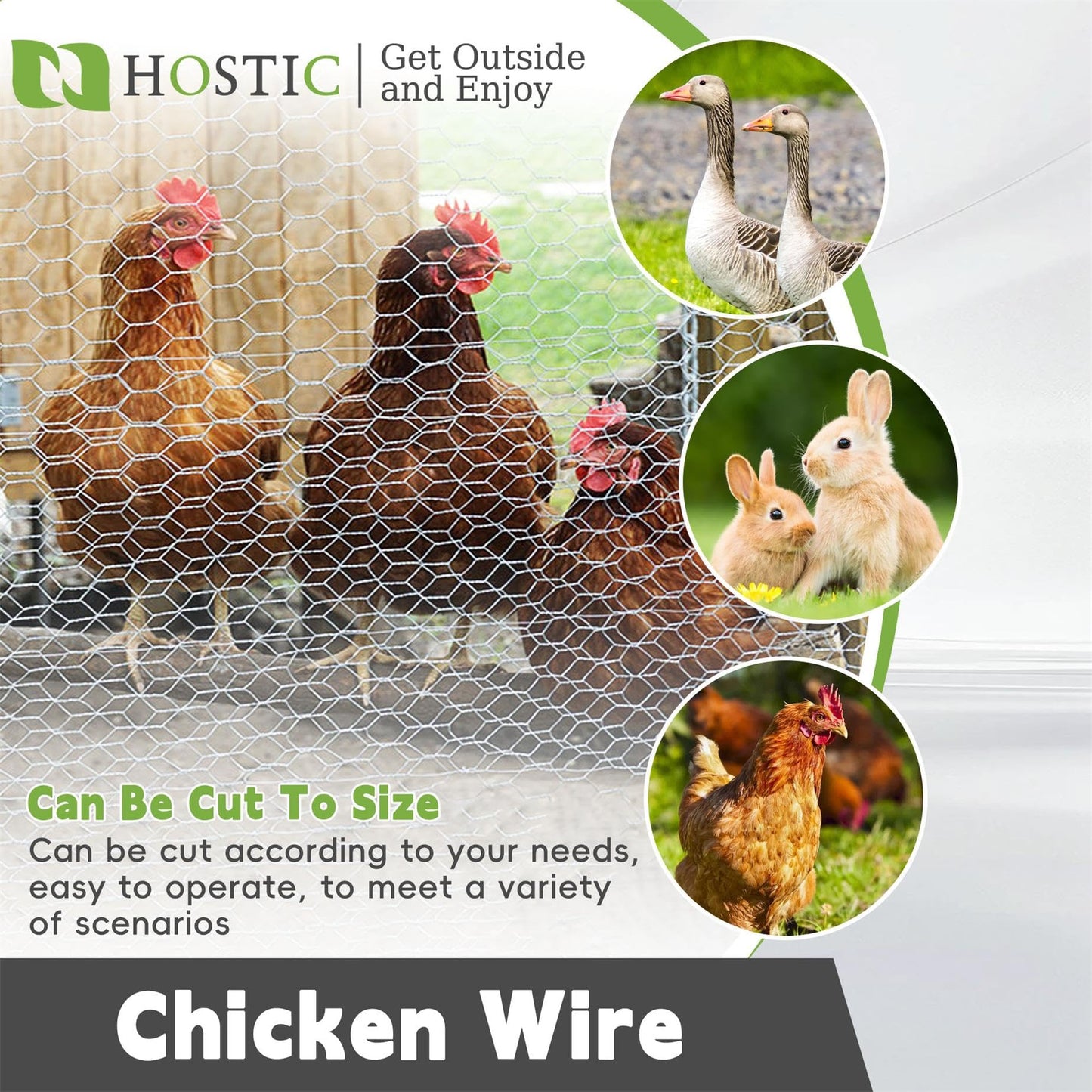 HOSTIC 6FTx150FT Chicken Wire Netting Galvanized Wire Mesh Hexagonal for Poultry Garden Fencing Barrier