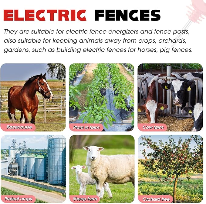 Sweetude 200 Pcs Electric Fence Insulator with 1 Pcs Insulator Socket Tool Screw in Ring Post Wood Post Electric Fence Ring with Socket Tool for Animal(Red)
