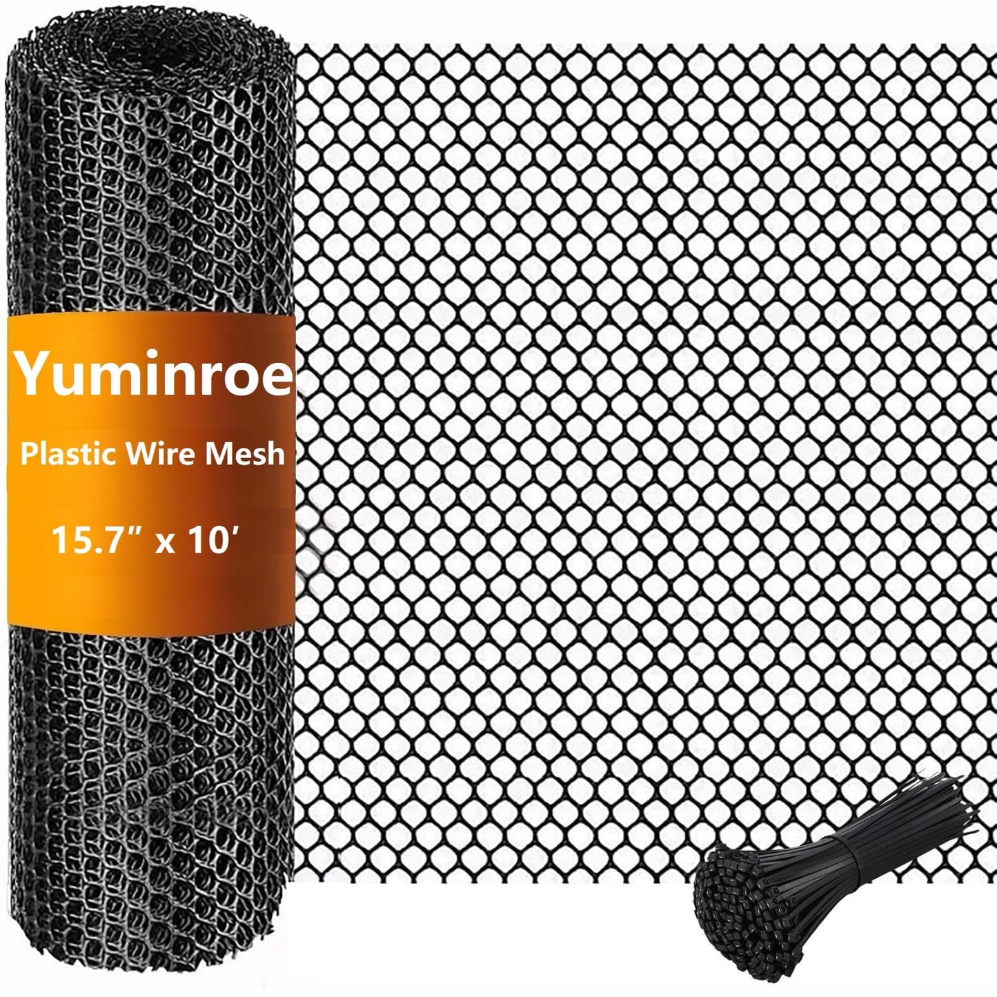 Plastic Chicken Wire Mesh Fence Roll 15.7IN x 10FT, Yuminroe Plastic Rigid Fencing & Netting for Poultry, Garden, Balcony, Dog Cat Snake Barrier