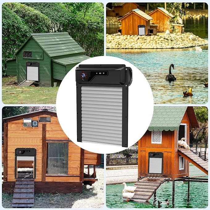 Automatic Chicken Coop Door with HD1080P Camera，Electric Auto WiFi Solar Chicken Coop Door Opener with Timer,Remote Control, APP Control, 5000mA Battery, Night Vision, Alarm Drive,Roll-up Gate