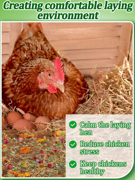 20OZ Chicken Nesting Herbs - Natural Nesting Box Feed Herbs in Premixed 6 Dried Flower Herbs for Freshening Bedding Chicken Coop Promote Egg Production
