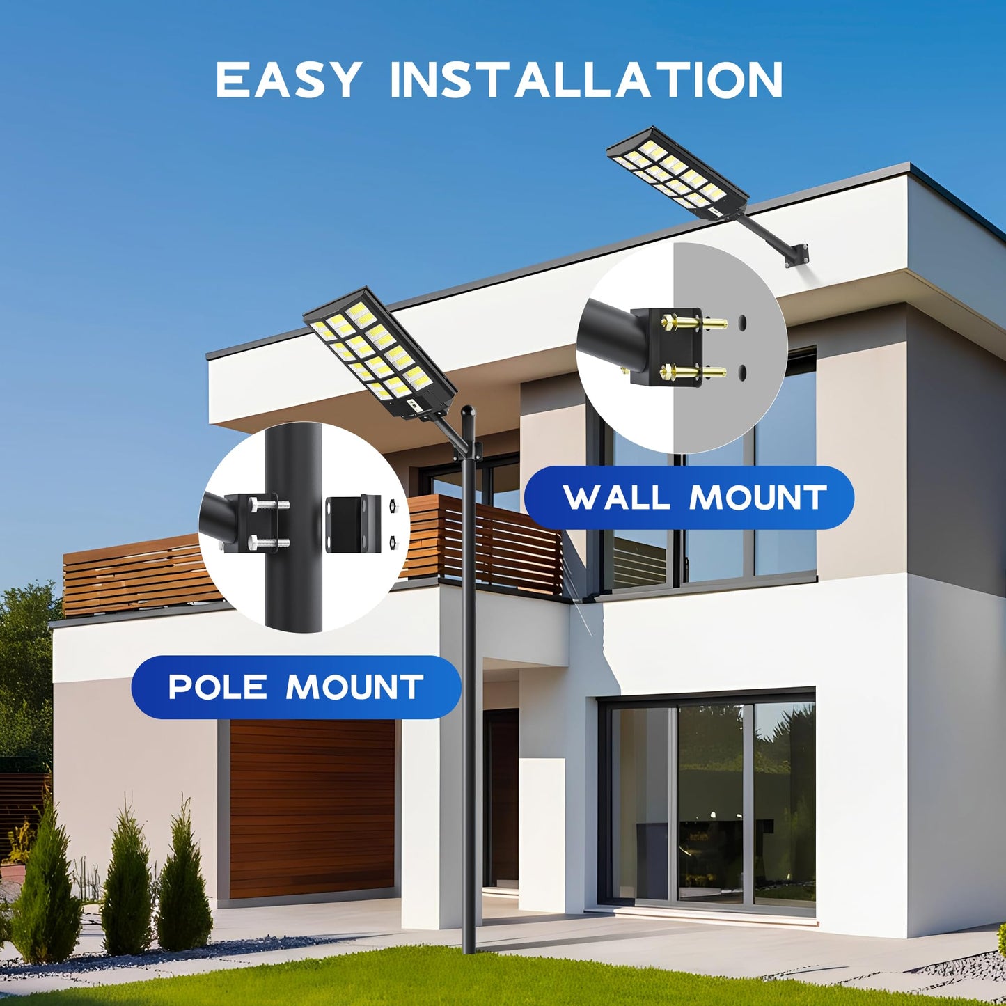 8000W Solar Street Lights Outdoor - 7000K Solar Lights Outdoor Waterproof Dusk to Dawn, Commercial Solar Parking Lot Lights with Motion Sensor, Solar Powered LED Street Light for Yard, Outside(2 Pack)