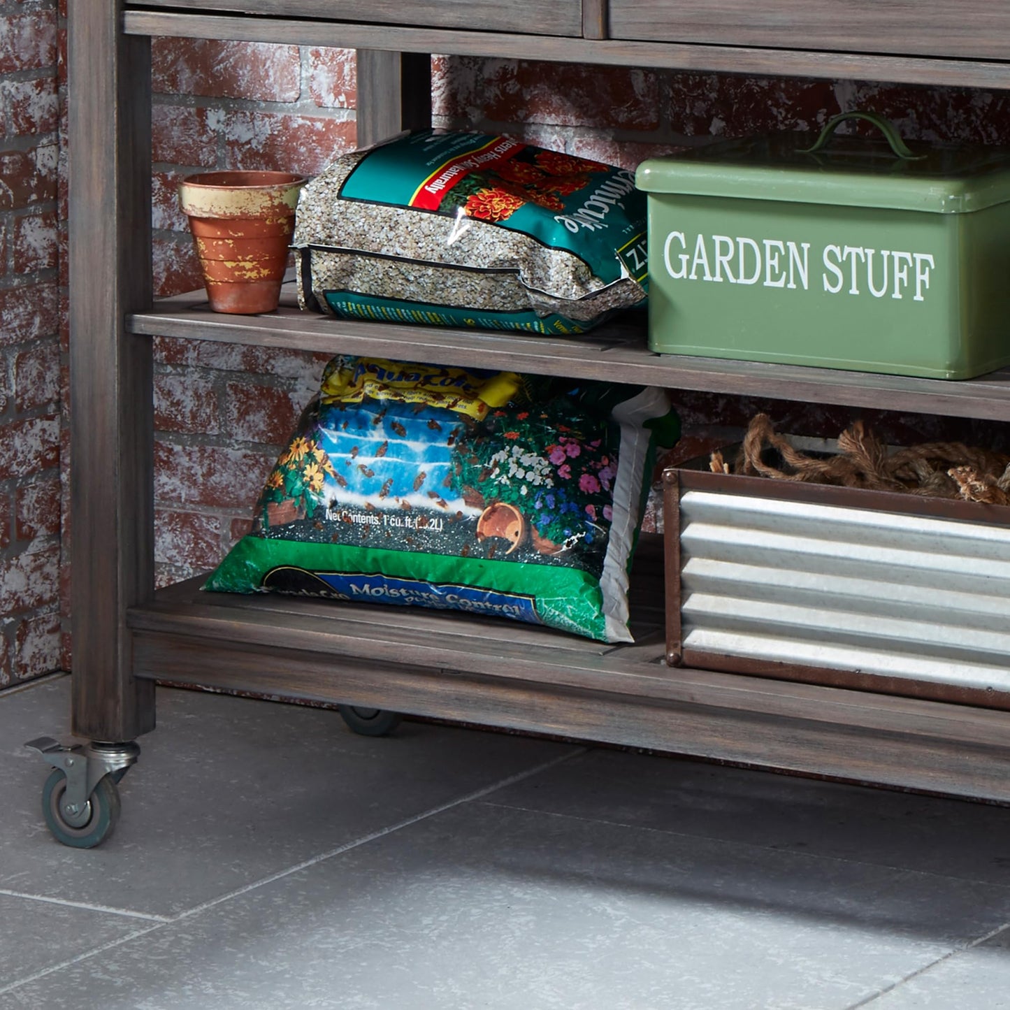Homestyles Maho Gray Teak Potting Bench