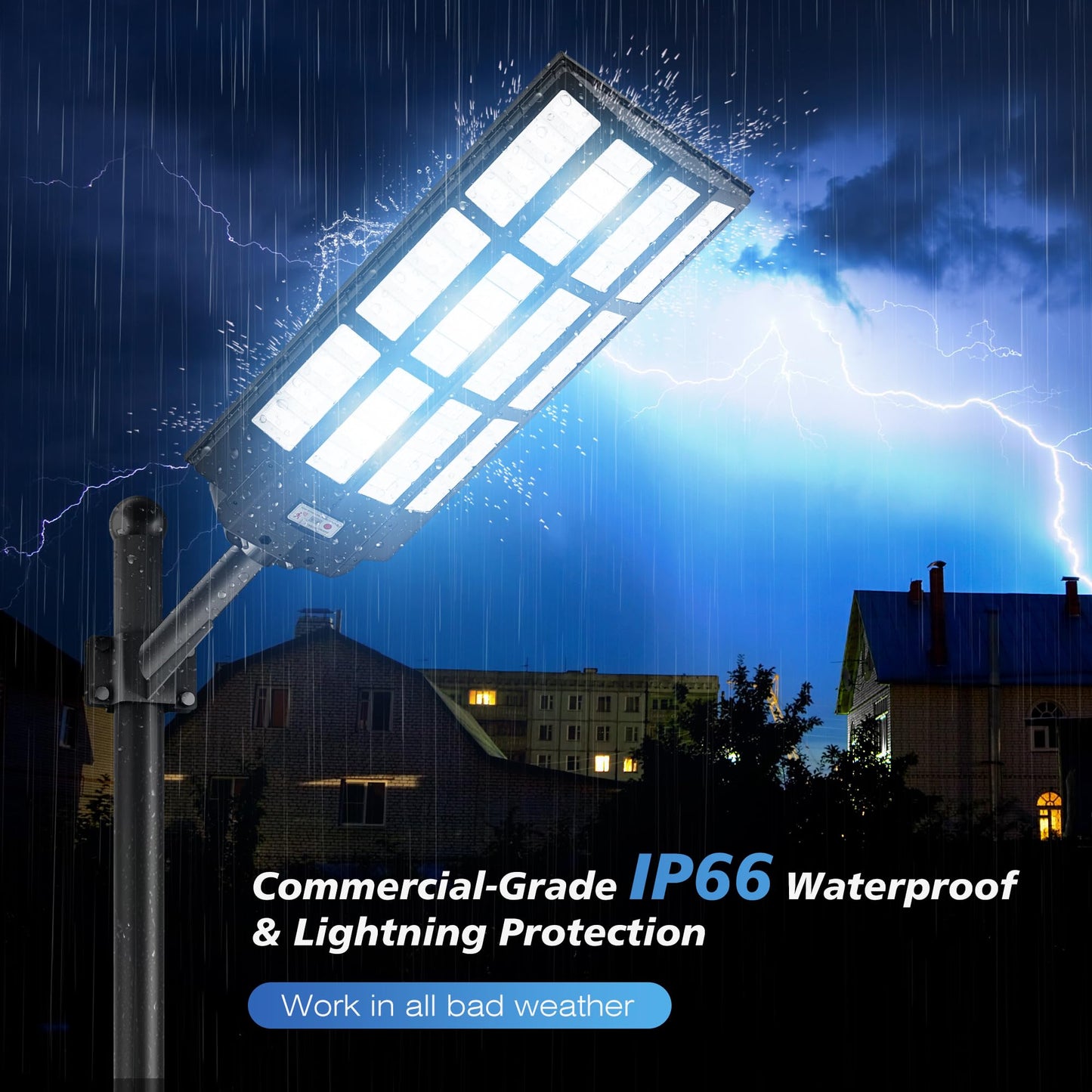 10000W Solar Street Lights Outdoor - Wide Angle Solar Lights Outdoor Motion Sensor, Commercial Parking Lot Light Dusk to Dawn, 7000K LED Street Light Heavy Duty IP66 Waterproof 2-Pack