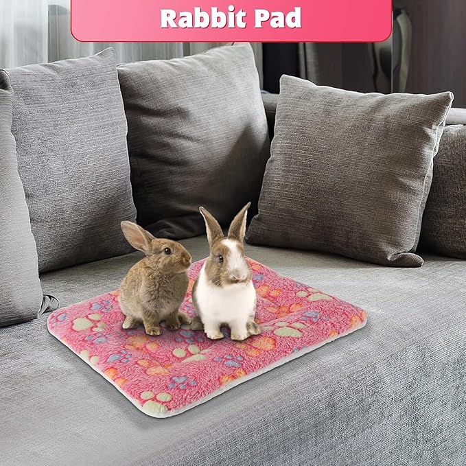 YUEPET 5 Pack Warm Guinea Pig Bed Pads Soft Guinea Pig Sleeping Mats Washable Small Animal Bedding Cage Liners for Indoor Bunny Hamster Squirrel Hedgehog Chinchilla Ferret Paw Pattern（20.5''*13.4''）