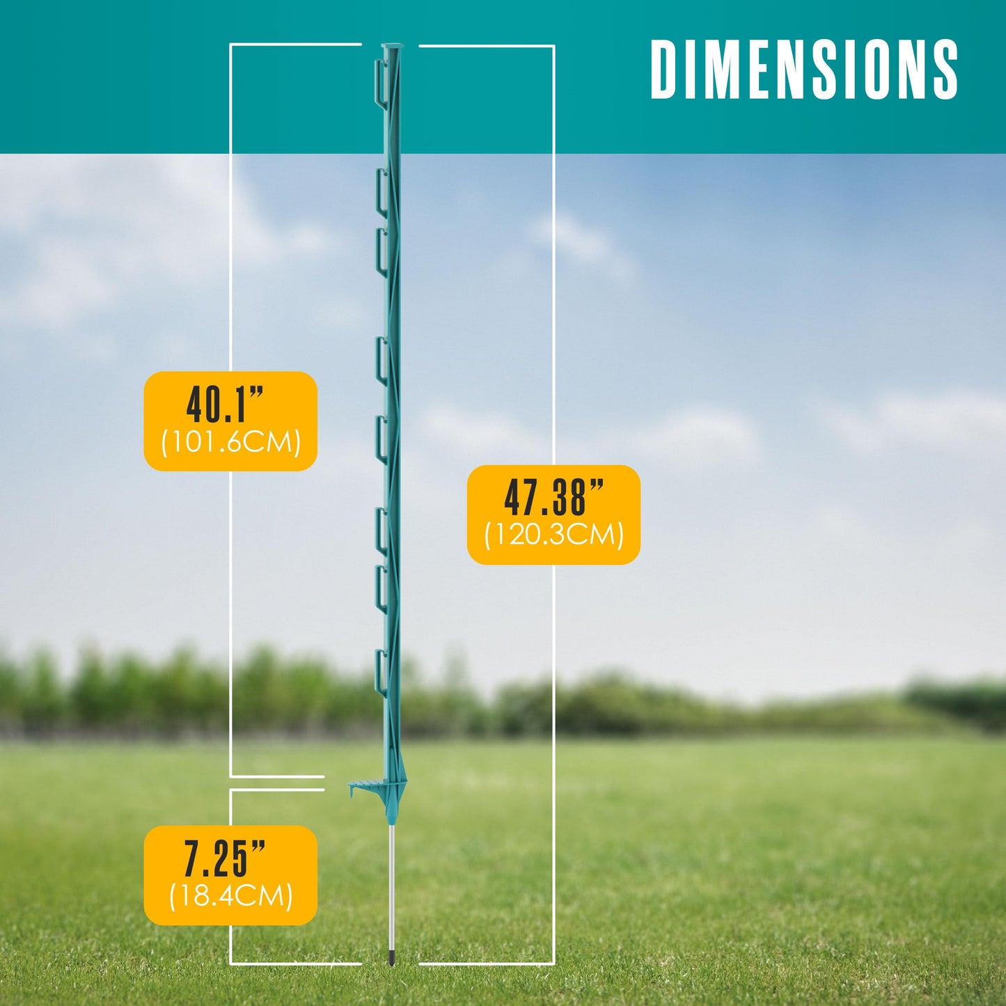 Houseables Electric Fence Posts, Step in Fence Post 4FT, Electric Fencing, Garden Stakes, Garden Poles, Kit for Wire, Deer, Livestock, Temporary, Fiberglass, Plastic, Green, Ground Rod, 4 Feet, 50 PK
