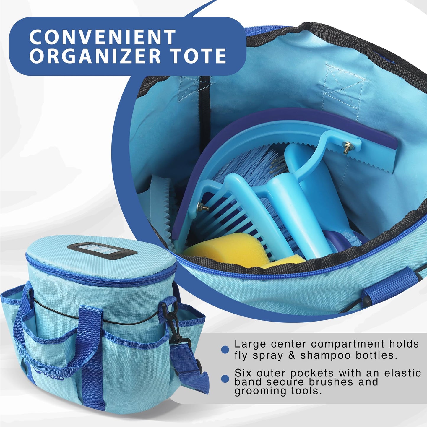 HackFond Horse Grooming Kit 9pcs Horse Brushes Equine Grooming Brushes Tack Room Supplies Set with Organizer Tote