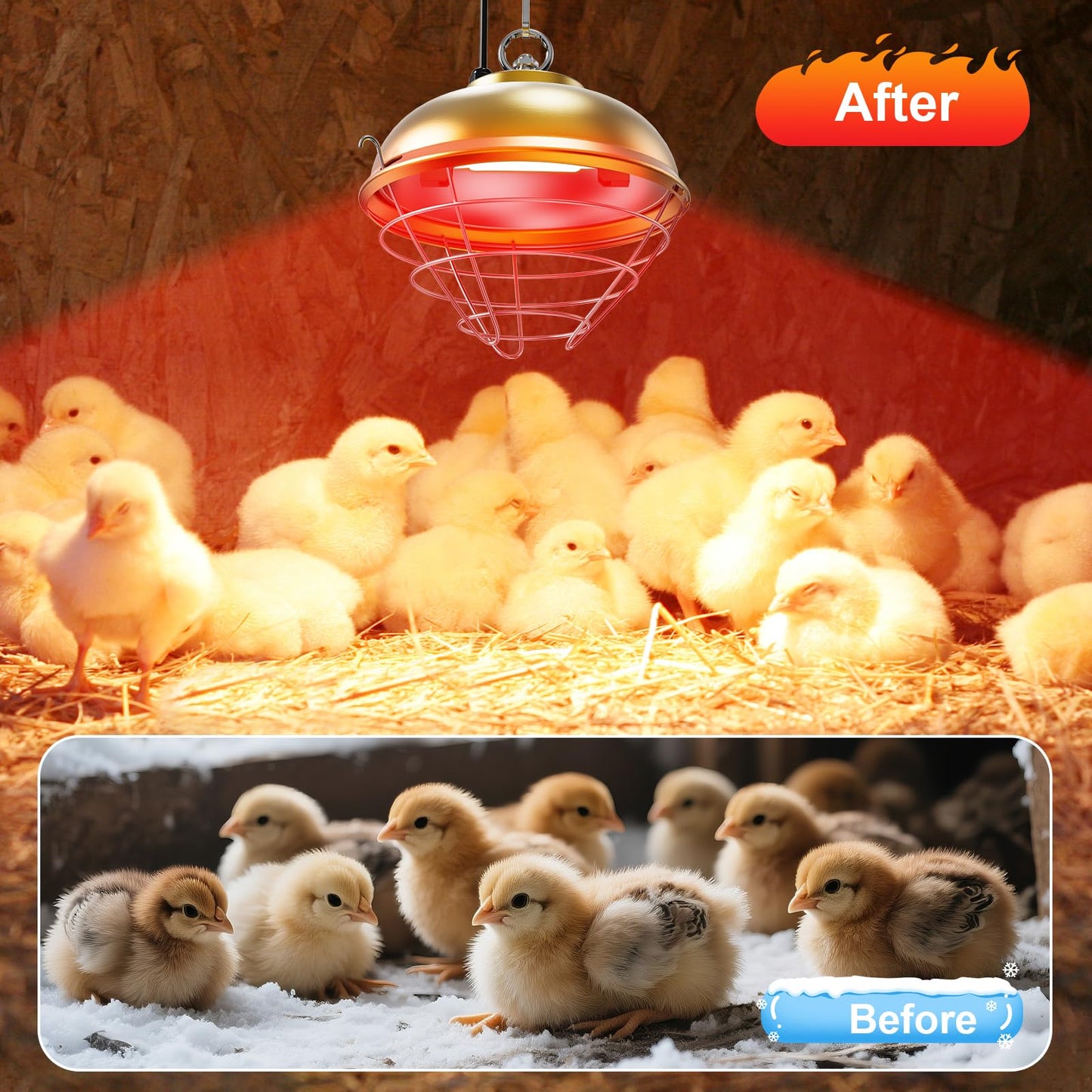 Nexum 300W Heat Lamp for Chickens, Chicken Coop Heating Lamp Brooder with Adjustable Temp & Height, Comes with a Spare Light Tube, Suitable for Livestock Supplies Warmer