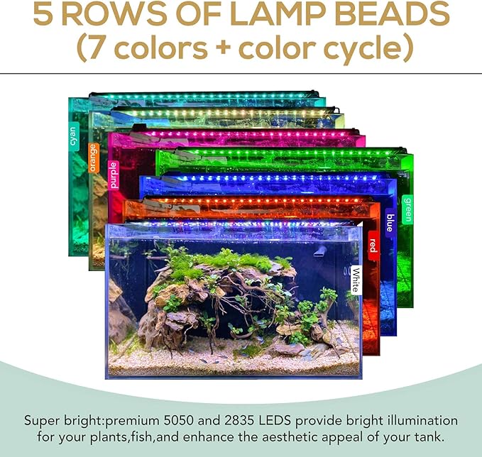 hygger 18W 24/7 Lighting Aquarium LED Light, Sunrise-Daylight-Moonlight Mode and DIY Mode, Adjustable Timer Adjustable Brightness Fish Tank Light with Extendable Bracket 7 Colors for Planted Tank