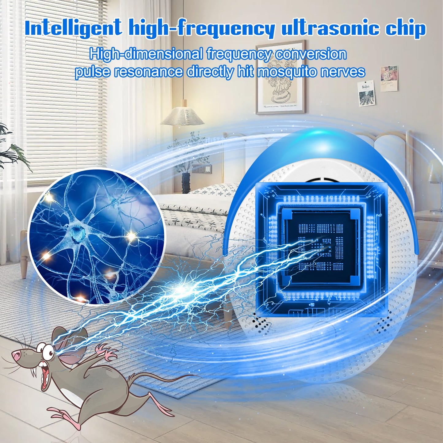 Seozio Ultrasonic Pest Repeller Indoor, Mouse Repellent, Pest Control, Pest Repellent for Home,Kitchen, Office, Warehouse, Hotel 6 Packs