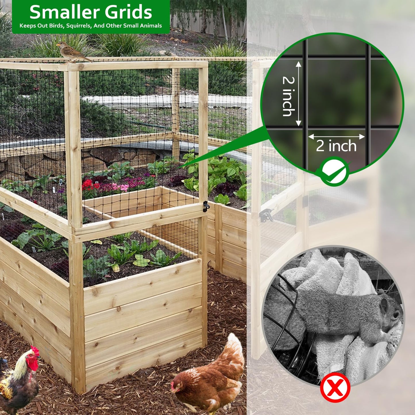 GILPWA Wire Fence, 48 in(H) X 50 ft(L) PVC Coated Welded Wire Fencing 2" X 2" 16GA Garden Border Vinyl Metal Chicken Wire Fencing Mesh Roll for Yard Vegetable Plant Protection Poultry Netting Black