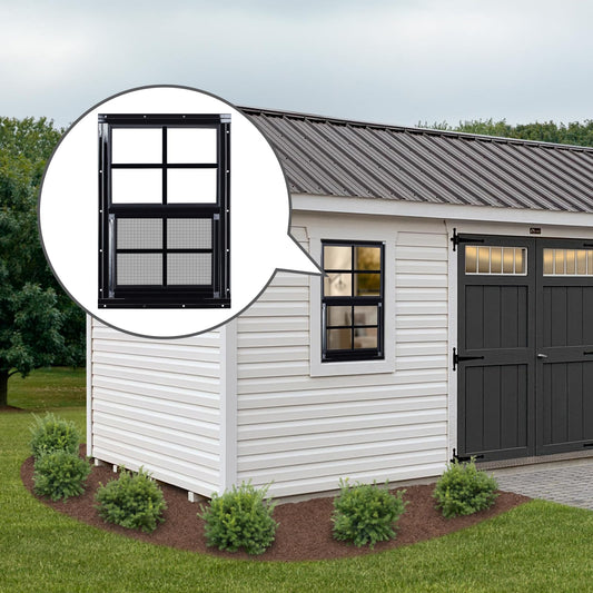 Melkus 2 Pack Shed Windows 24''x36'' Flush Mount Chicken Coop Windows with Tempered Glass and Screen, Sliding Windows for Chicken Coop, Shed, Garage, Playhouse, Barn,Greenhouse, Black