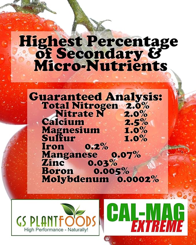 GS Plant Foods Cal-Mag Extreme Liquid 1 Quart Fertilizer with Calcium, Magnesium, Iron and Sulfur Supplement, Corrects Secondary Nutrient & Trace Element Deficiencies, N-P-K of 2-0-0