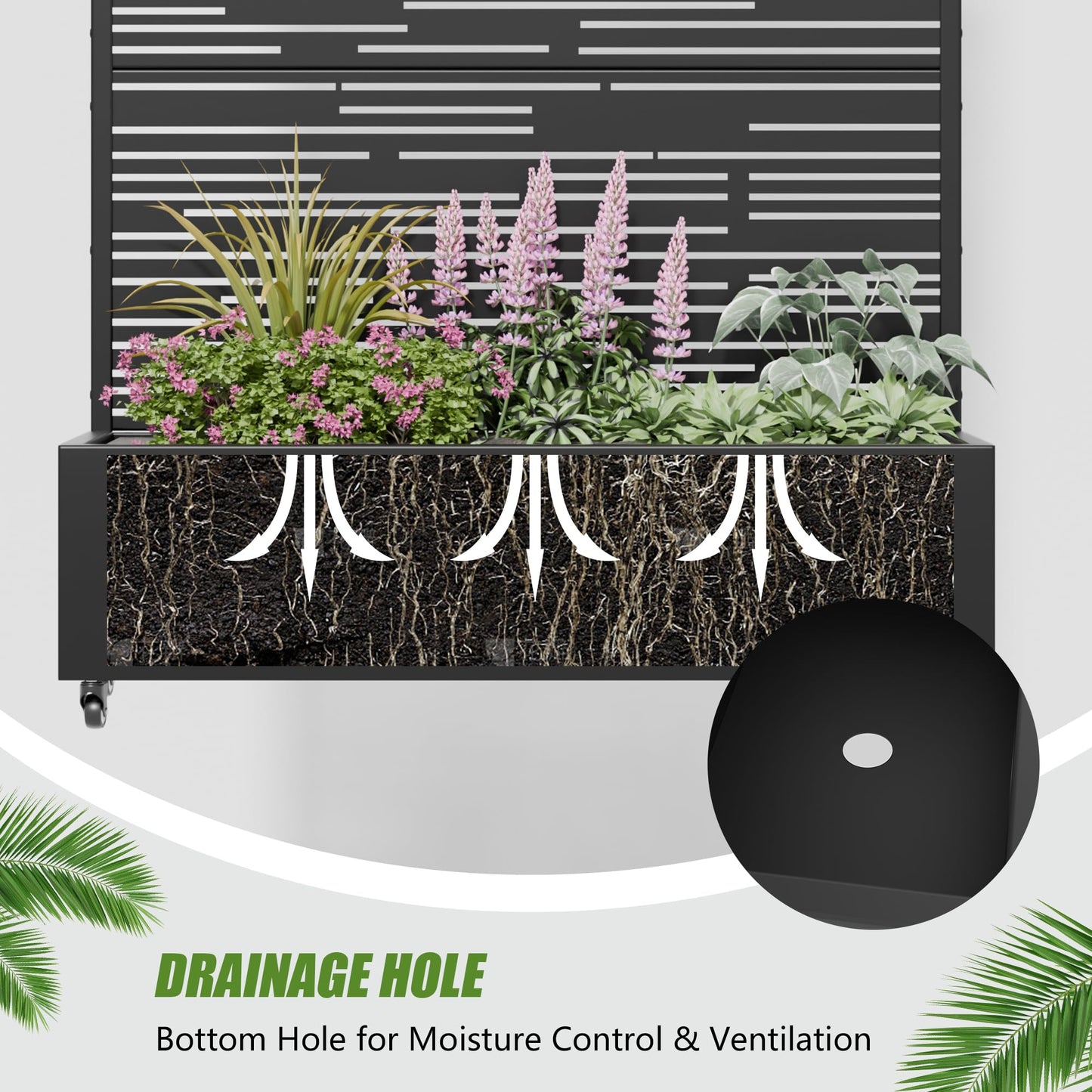 Casaphoria 72"x35" Metal Raised Garden Bed with Trellis(2 Pack), Outdoor Planter Box with Wheels & Drainage Holes for Climbing Plants, Flowers, Elevated Garden Kit with Privacy Screen, Black-Shine