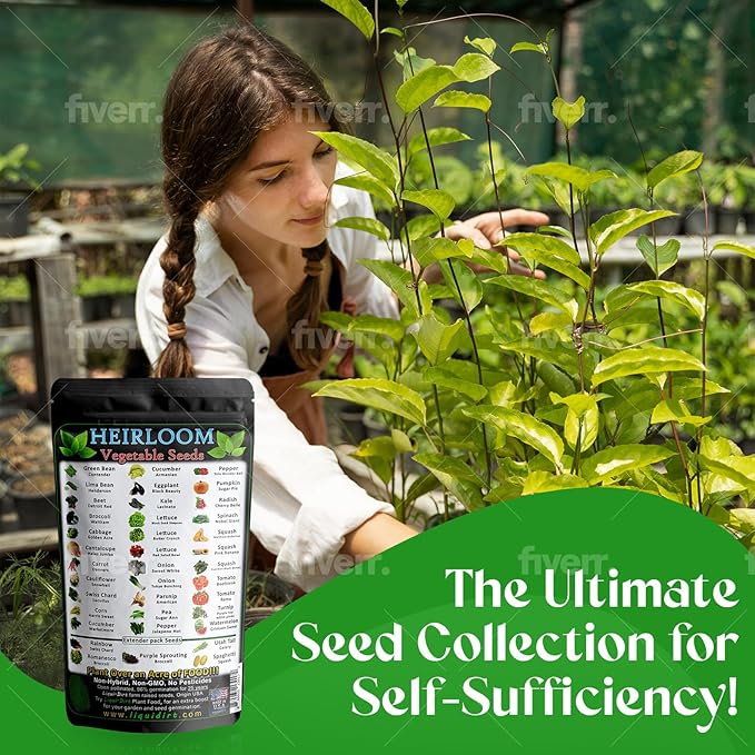 Heirloom Fruit and Vegetable Seeds - 38 Varieties, Over 8,000 Non-GMO, Non-Hybrid, Chemical-Free Seeds for Survival Garden Seed Bank