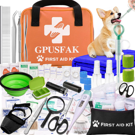 GPUSFAK Dog First Aid Kit - Pet First Aid Kit for Dogs and Cats Pet First Aid Supplies for Car Traveling Home