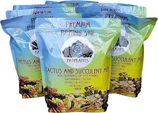 Fat Plants San Diego Premium Cacti and Succulent Potting Mix Soil - for Cactus Palm Tree Citrus Plant Grown in Gardening Containers - Indoors & Outdoors Use - with Natural Food/Fertilizer