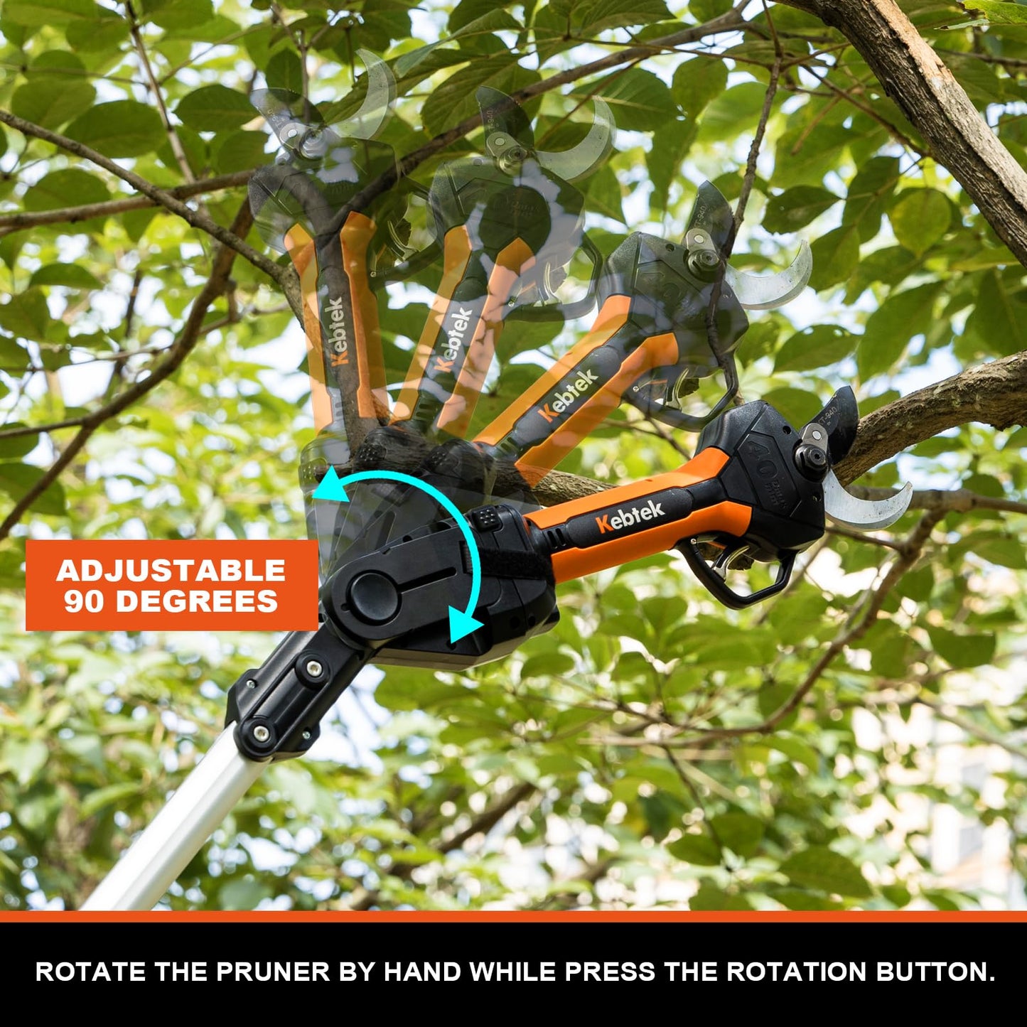 2 In 1 Electric Pruning Shears 40MM Pole Set，Brushless Motor 2Pack 2AH Rechargeable Battery-LCD Display Screen (KT940 Pruner+Pole Set)