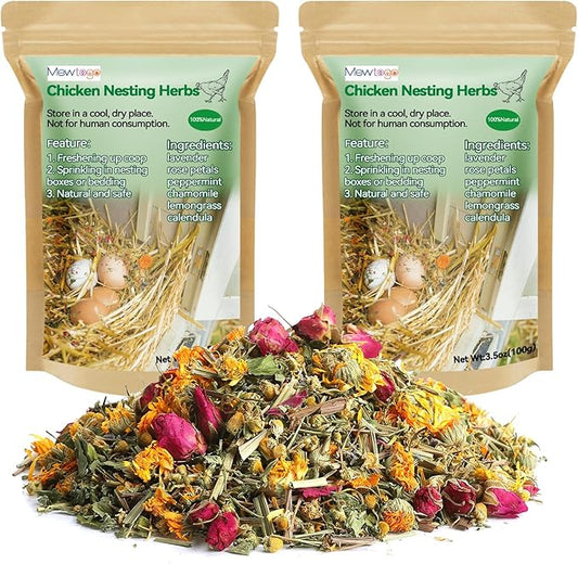7 Oz Chicken Nesting Herbs - Natural Nesting Box Feed Herbs in 6 Dried Flower & Herbs for Freshening Bedding Chicken Coop Create Comfortable Environment