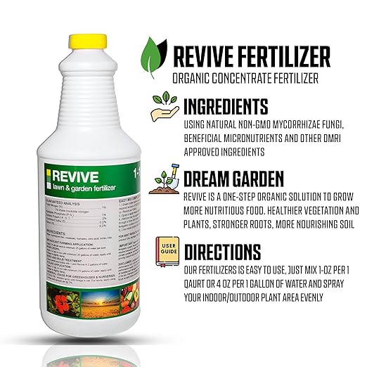 GGO Revive Organic Fertilizer Concentrate with Mycorrhizal Fungi – Plant Food for Vegetables, Flowers, Gardens, Houseplants, and Hydroponics – Kelp, Fish, Humates, and Molasses