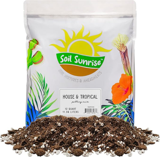 Soil Sunrise Tropical House Plant Potting Mix (12 Quarts); for All Types of Indoor House Plants