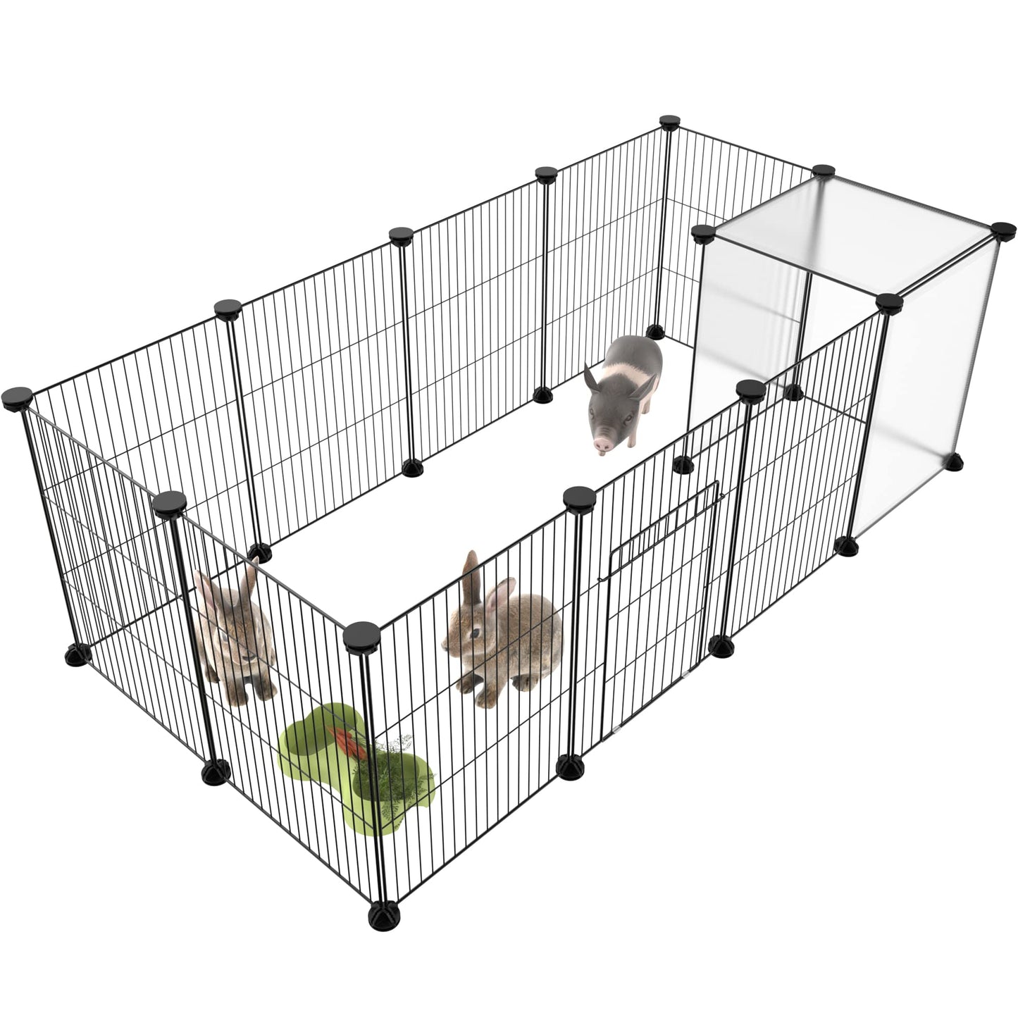 HOMIDEC Pet Playpen,Small Animals Cage DIY Wire Portable Yard Fence with Door for Indoor/Outdoor Use,Puppies,Kitties,Bunny,Turtle 48" x 24" x 16"