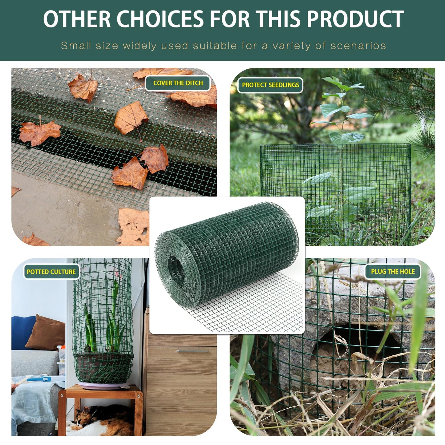 Wirewonders Hardware Cloth 1/2inx 24in x 100ft Chicken Wire, Green Garden Fence, PVC Coated Metal Welded Wire Mesh for Preventing Snakes, Raccoons, Foxes, Poultry Netting