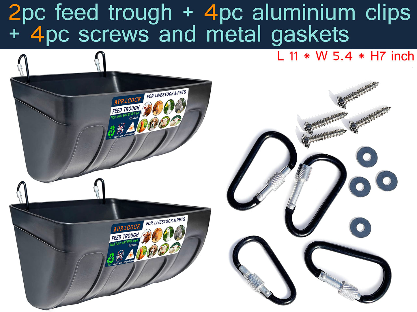 Chicken Feeder Waterer, Goat Feeder - 2 Pack, 5.5 Quart, for Goats Chickens Duck Sheeple Dogs Piglets Deers Gooses, Turkeys, Goat Supplies(Appearance Patent Product)