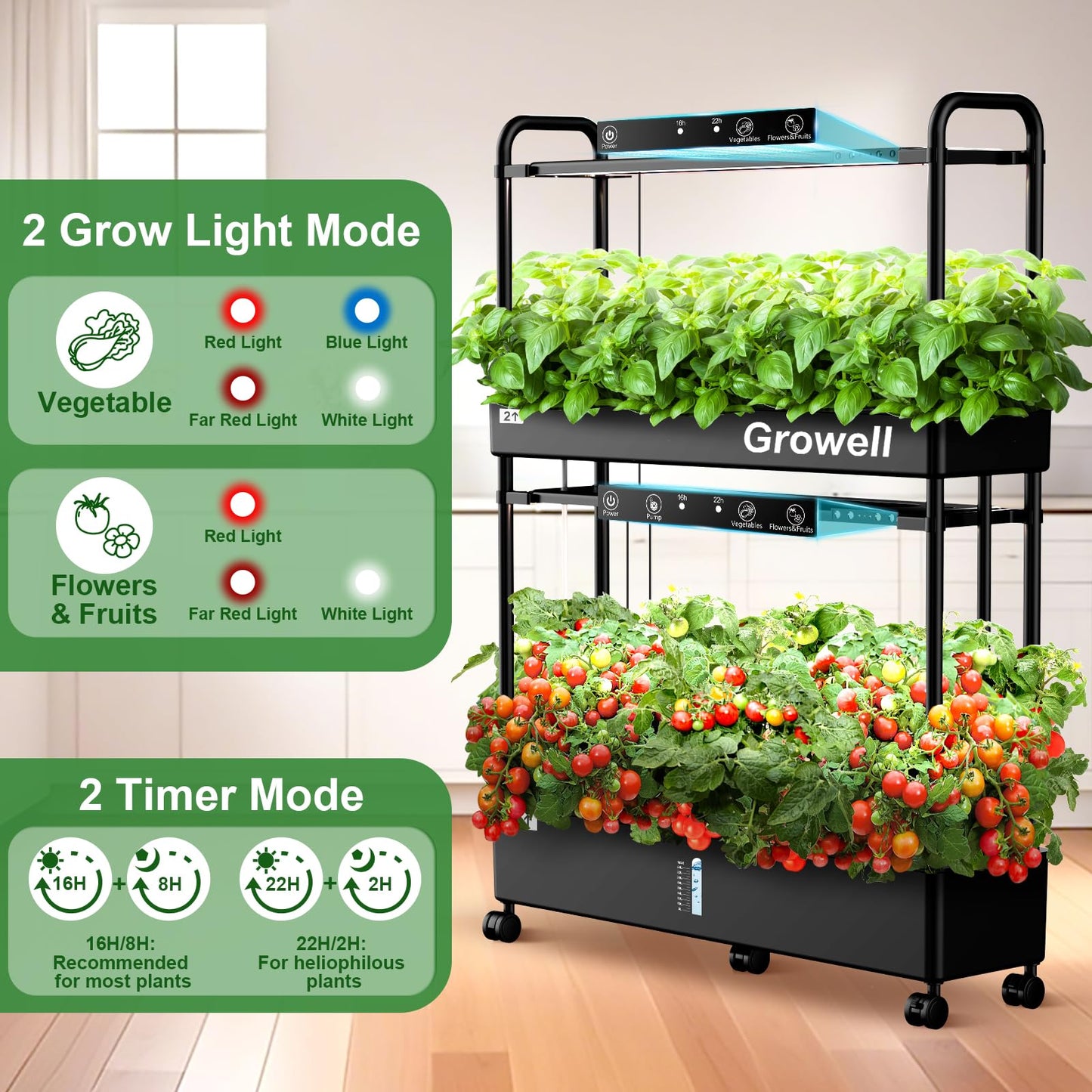 Growell 17 Pods Hydroponics Growing System & Large 60 Pods Vertical Garden