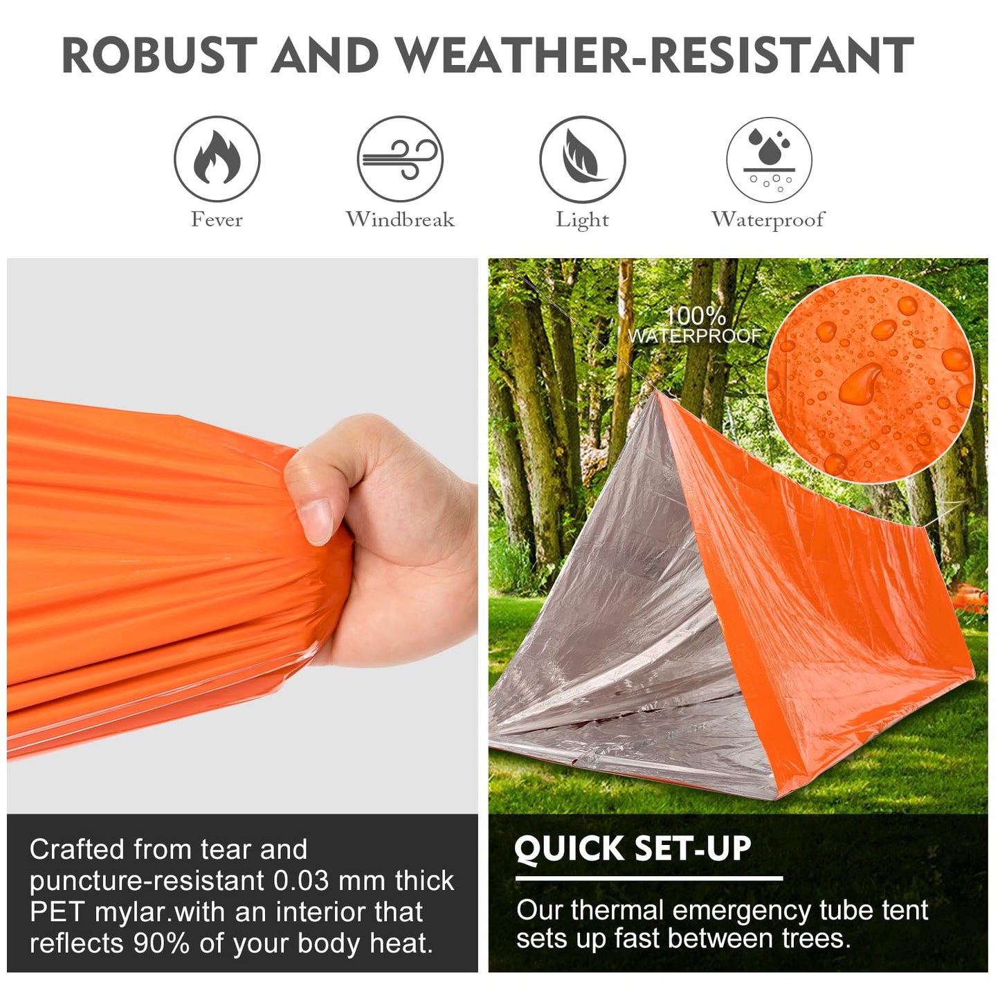 ANLOKE Emergency Survival Tent Shelter- 2 Person Mylar Emergency Tube Tent Survival Kit