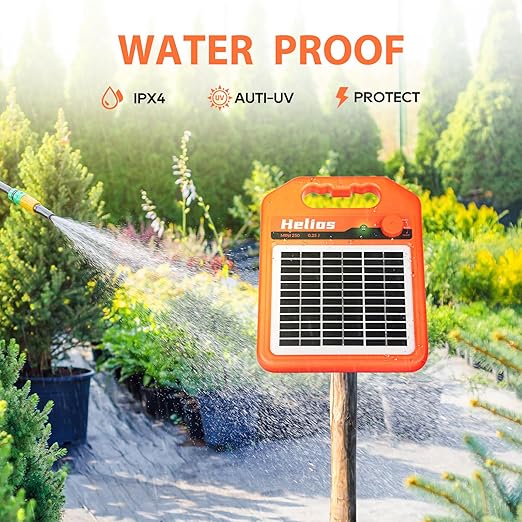 MINI250 15 Miles Solar Electric Fence Charger, 0.25 Joule Solar Fence Charger for Livestock, Pigs, Horses, Cattle Sheep, Solar Powered Electric Fence with Day or Night Mode, Easy Installation