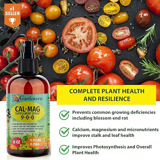 𝐏𝐑𝐄𝐌𝐈𝐔𝐌 Ultra Pure Professional Grade Cal-Mag Fertilizer Spray - 8oz Bottle - High-Grade Calcium, Magnesium & Iron Plant Supplement - Corrects Common Plant Deficiencies (9-0-0 NPK)
