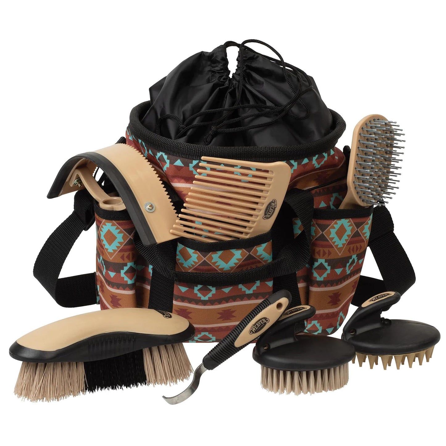 Weaver Leather Horse Grooming Kit, 7-piece Brush Set with Organizer Tote Bag, Equine Care, Grooming Supplies, Lost Creek