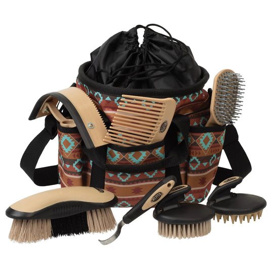 Weaver Leather Horse Grooming Kit, 7-piece Brush Set with Organizer Tote Bag, Equine Care, Grooming Supplies, Lost Creek