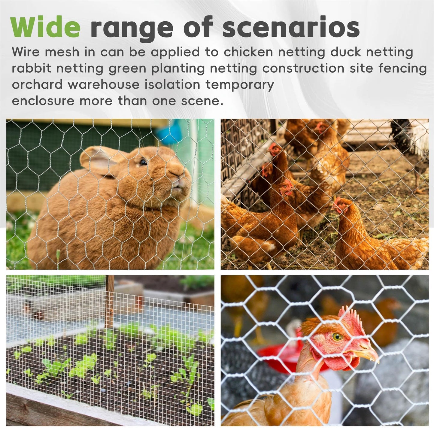 HOSTIC 6FTx150FT Chicken Wire Netting Galvanized Wire Mesh Hexagonal for Poultry Garden Fencing Barrier