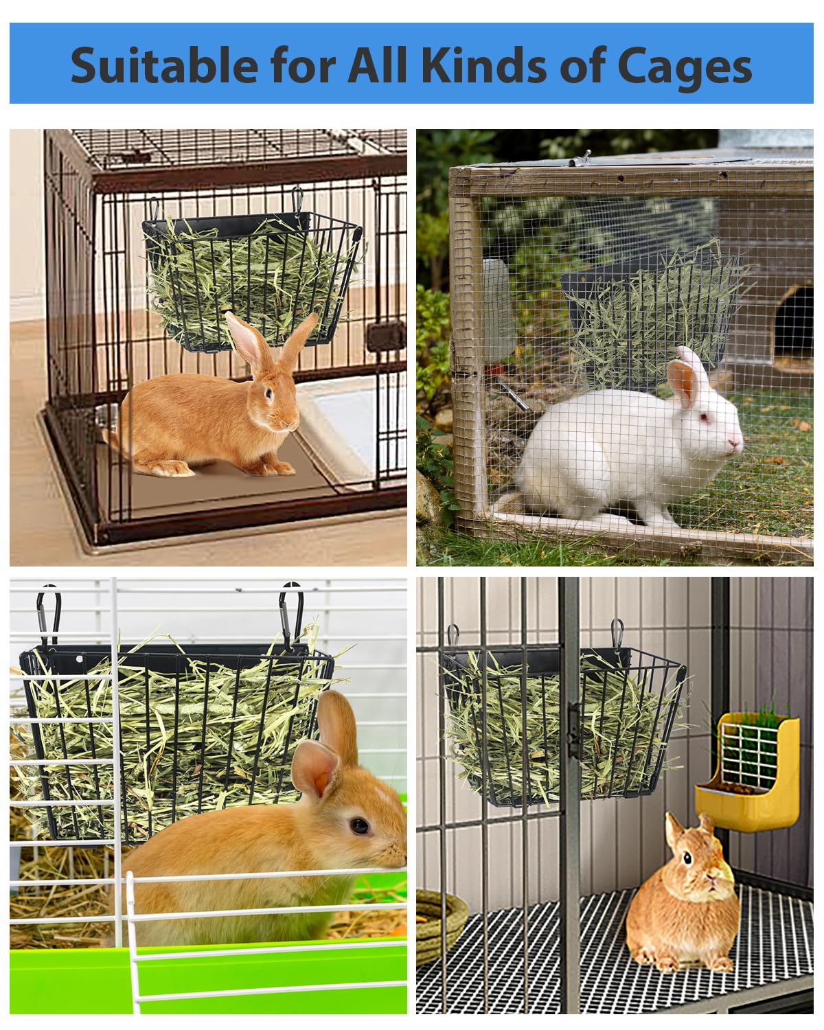 X Large Rabbit Hay Feeder Guinea Pig Hay Feeder Metal Frame Bunny Hay Holder Guinea Pig Hay Holder for Bunny, Guinea Pigs, Chinchillas, Small Animals (1 Pack)