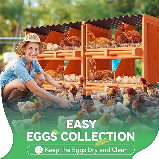 Chicken Nesting Boxes,10 Compartments Wooden Nesting Boxes for Chickens,Laying Boxes for Hens Ducks Poultry Protect Eggs Chicken Coops Easy Egg Collection