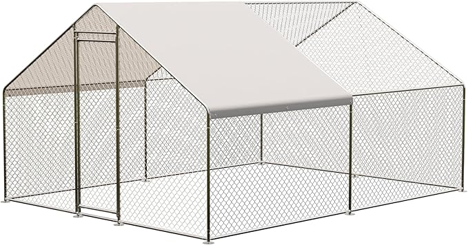 Large Metal Chicken Coop, Large Chicken Pen, Chicken Runs for Yard with Waterproof and Anti-UV Cover, Duck Rabbit House Outdoor (9.8'L x 13.1'W x 6.5'H)