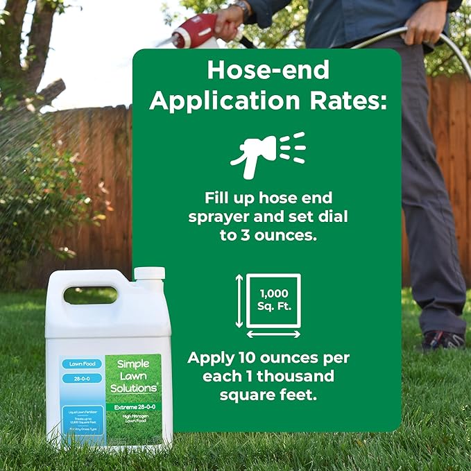 Maximum Green & Growth Fertilizer High Nitrogen 28-0-0 Lawn Food Liquid Fertilizer- Spring & Summer- Any Grass Type- Simple Lawn Solutions - Concentrated Quick & Slow Release Blend (1 Gallon)