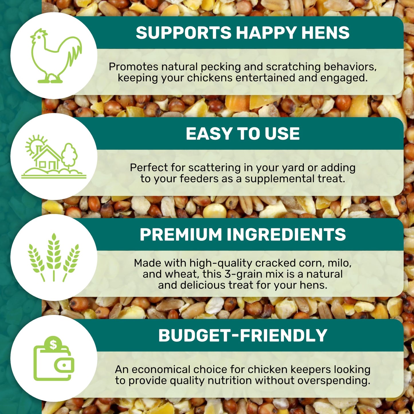 LEACH GRAIN & MILLING CO. Chicken Scratch 5 Lbs, Chicken Feed - High Protein and Fiber - Healthy Whole Grains - Supports Energy & Digestive Health, Natural Food and Supplies for Poultry